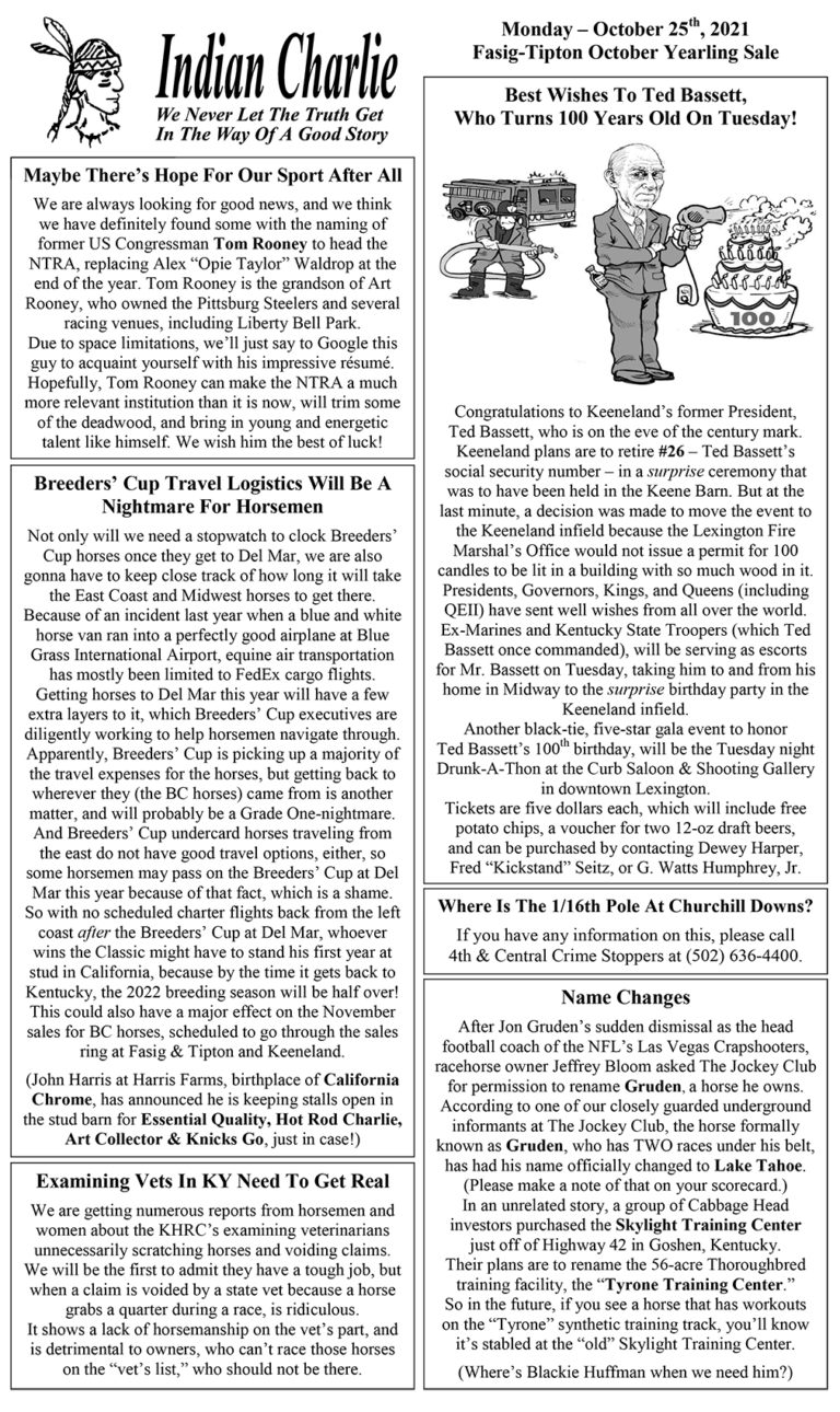 Monday October 25 2021 Indian Charlie monday-october-25-2021-indian-charlie